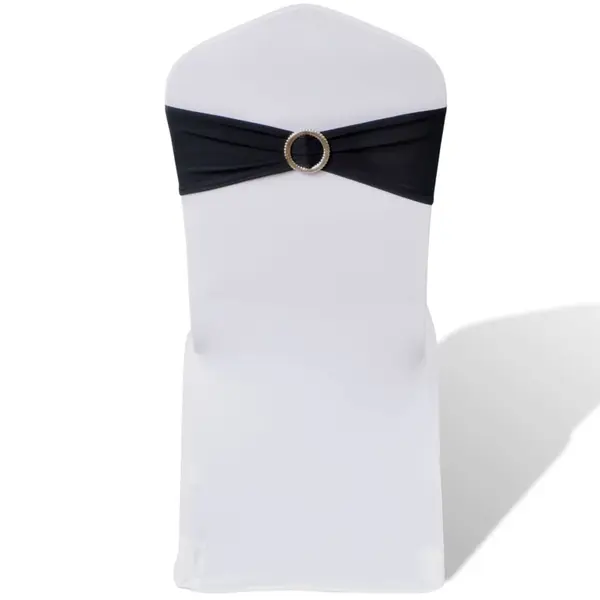 Funda elastica decorativa scaun, catarama diamante, negru, 25 buc.