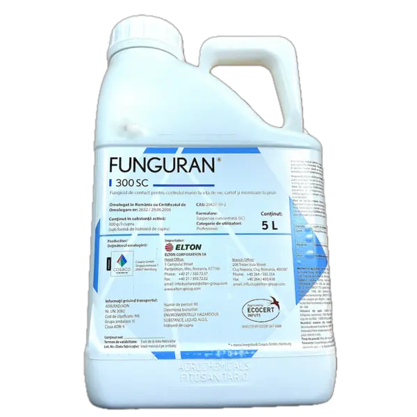 Funguran 300SC 5 L fungicid cupric de contact (vita de vie, tomate, castraveti, cartofi, fasole, ceapa) - Default Title