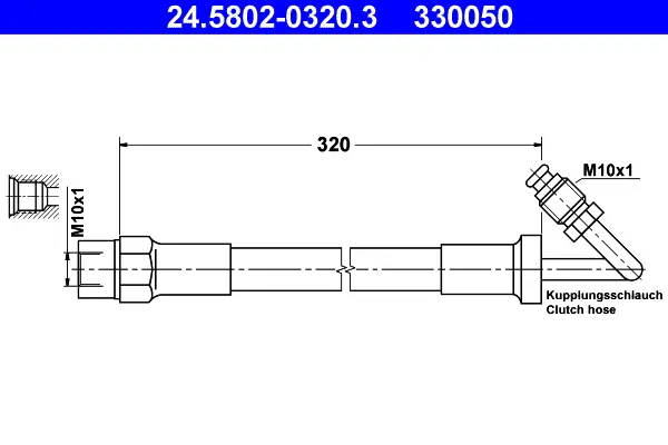 Furtun ambreiaj (lungime 320mm) potrivit BMW 3 (E30), 5 (E28), 6 (E24), Z1 1.6-3.5 05.81-06.94