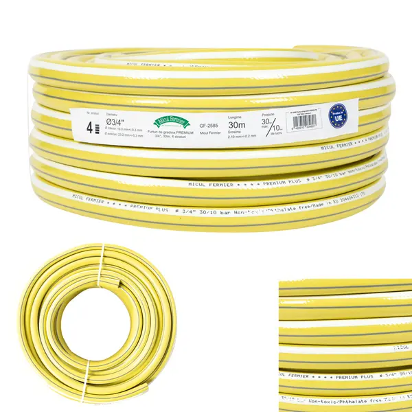 Furtun de gradina Premium 3/4 Toli, 30m, 4 Straturi Micul Fermier GF-2585