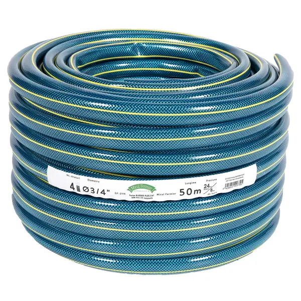 Furtun Gradina cu Insertie, Bluebos Plus, 3/4 toli, 50m, 4 Straturi, Clasa 3 Rezistenta, Micul Fermier