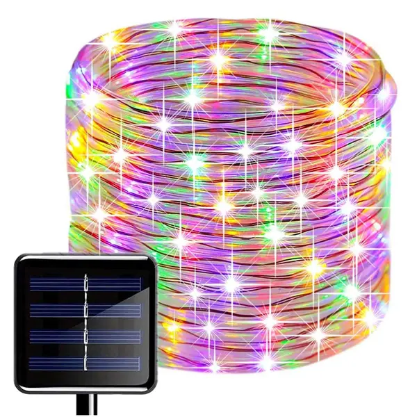 Furtun luminos LED cu incarcare solara, 10 Metri, Multicolor