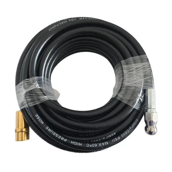 Furtun pentru curatarea tevilor de canalizare HAWIRE, Lungime 40m, Anti-strangulare, Duza cu 4 orificii de pulverizare, Compatibil cu Karcher K2-K7, N