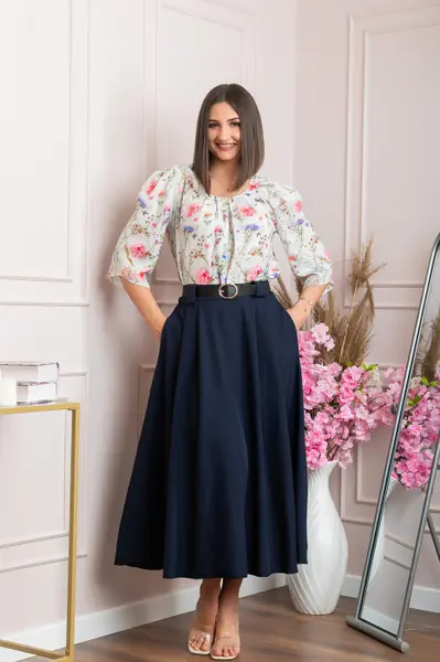 Fusta clos lunga Marissa cu buzunare functionale - Bleumarin