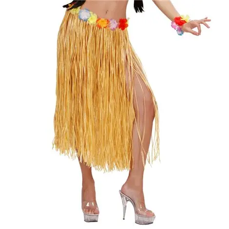 Fusta hawaii lunga flori bej