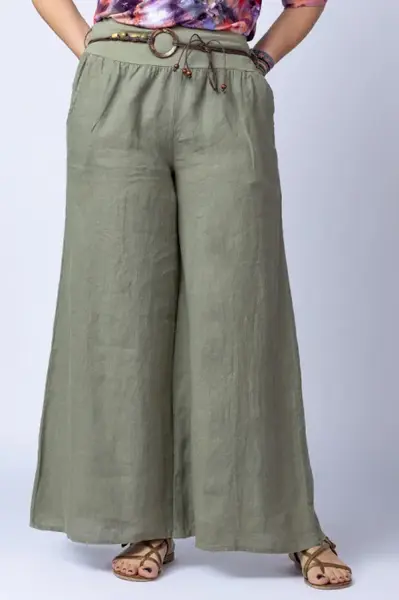 Fusta pantalon kaki casual, din in, cu o curea fancy