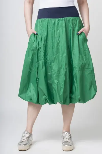 Fusta verde midi, tip gogosar, din tafta