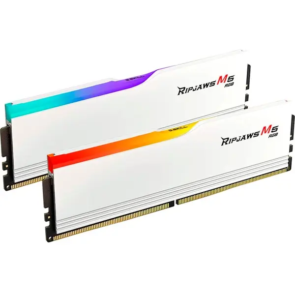 G.SKILL Kit dual memorie RAM G.Skill Ripjaws M5 RGB, Capacitate DDR5 32GB (2x 16 GB), Frecventa 6000 MHz, CL 32, Alb