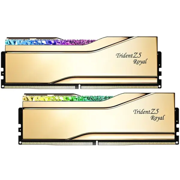 G.SKILL Kit dual memorie RAM G.Skill Trident Z5 Royal RGB, Capacitate 32GB DDR5 (2x16 GB), Frecventa 6000, CL - 28, Auriu