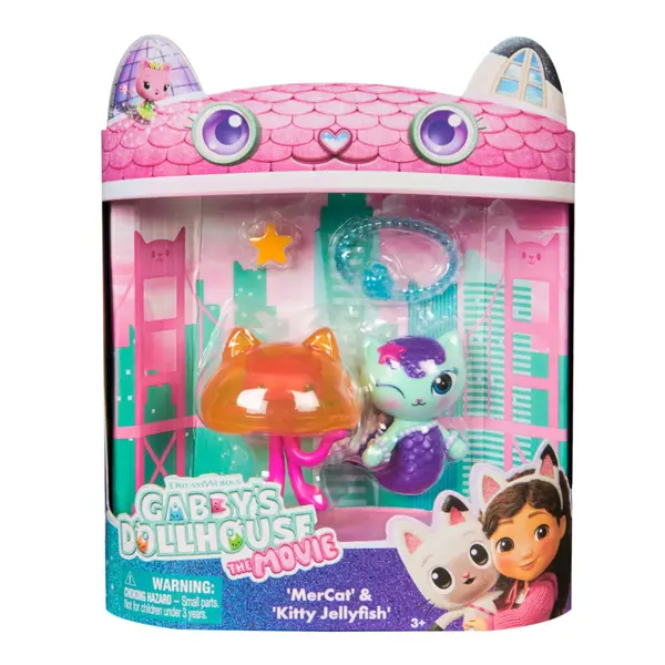 GABBYS DOLLHOUSE FILMUL SET 2 FIGURINE MERCAT SI PISICUTA MEDUZA SI ACCESORII