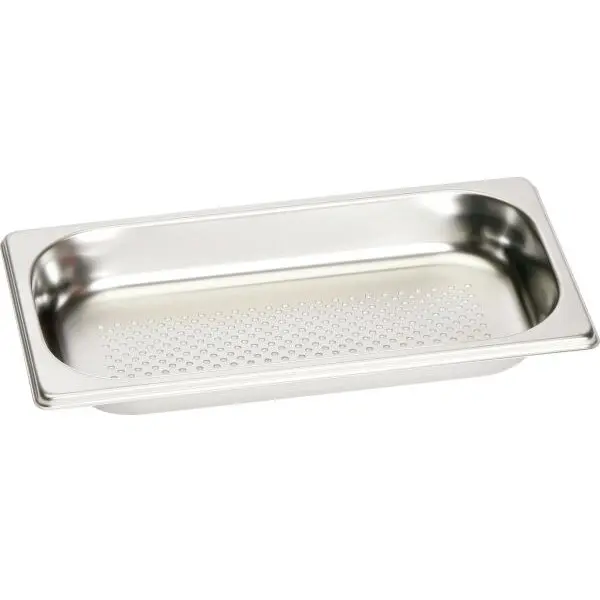 GAGGENAU Tava mica perforata GAGGENAU Small Perforated Stainless Steel Pan GN124130 - 00571634, Gastronorm insert GN1/3, L17.6cm, l32.5cm, Adancime 4cm, Volum 1.5 litri, Inox, Pentru cuptoare cu aburi