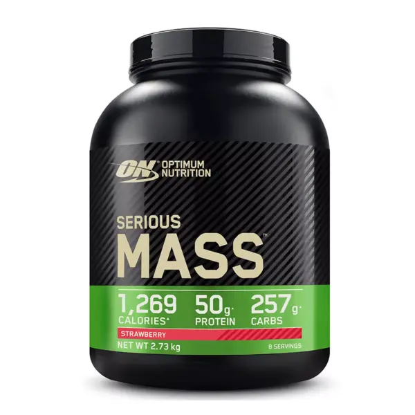 Gainer pudra proteica proteine din zer 100% Serious Mass Capsuni, 2.73kg, Optimum Nutrition