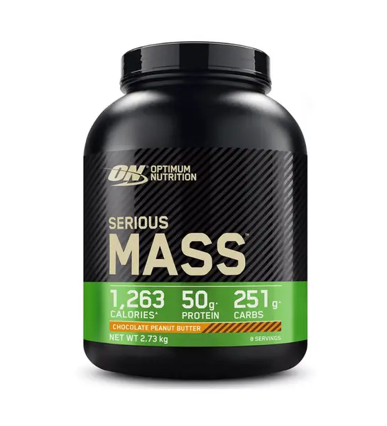 Gainer pudra proteica proteine din zer 100% Serious Mass Ciocolata si unt de arahide 2.73kg, Optimum Nutrition