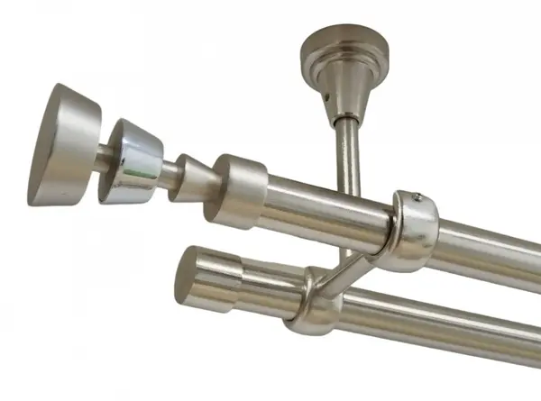 Galerie dubla afina fara inele prindere tavan 19/19 mm inox