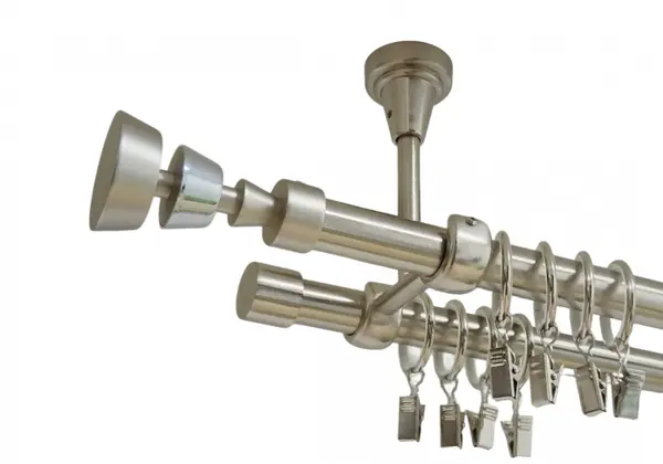 Galerie dubla afina prindere tavan 19 mm inox