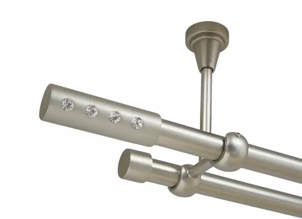 Galerie dubla allure fara inele prindere tavan 19/19 mm crom mat