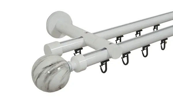 Galerie dubla Ball teava profil alb 19mm/19mm