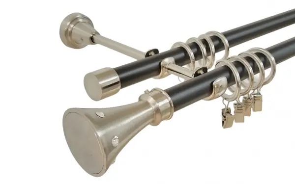 Galerie dubla duo carter 19 mm negru inox