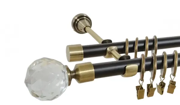 Galerie dubla duo KULA CRySTAL 19/19 mm negru aur antic