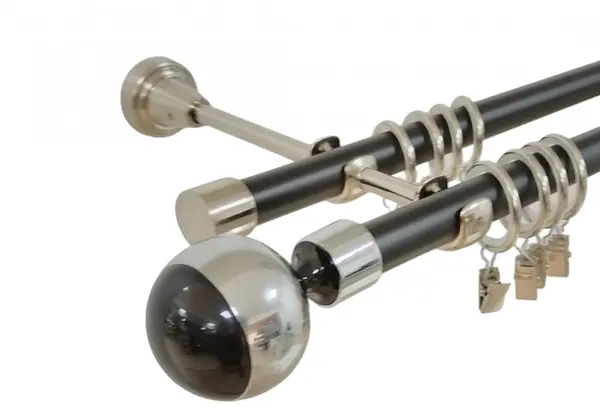 Galerie dubla duo kula negru 19 mm negru inox
