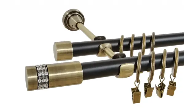 Galerie dubla duo XANTOS 19/19 mm negru aur antic