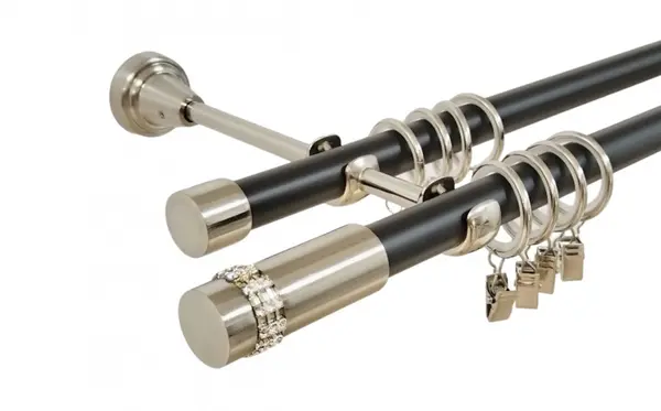 Galerie dubla duo xantos 19 mm negru inox