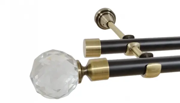 Galerie dubla fara inele duo KULA CRYSTAL 19/19 mm negru aur antic
