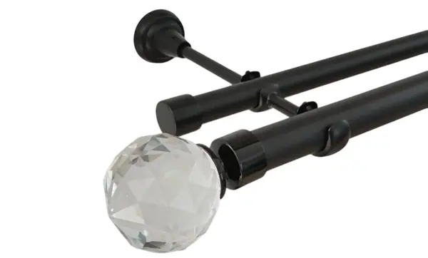 Galerie dubla fara inele kula cristal - 25/19 - negru