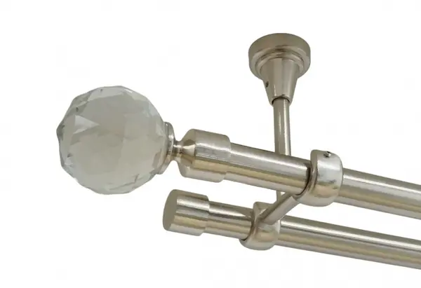 Galerie dubla kula crystal fara inele prindere tavan 19/19 mm inox