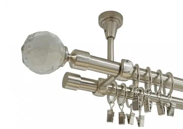 Galerie dubla kula crystal prindere tavan 19 mm inox