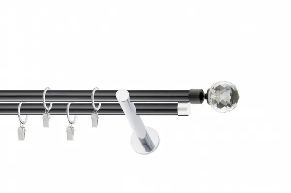 Galerie dubla KULACRISTAL PICIOR UNIVERSAL INOX,prindere perete 19/19 NEGRU