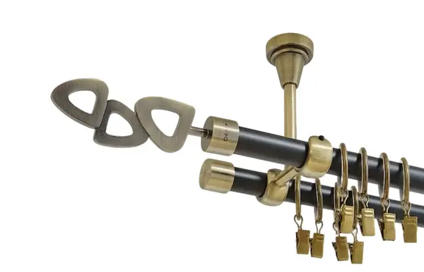 Galerie dubla lillet prindere tavan 19 mm negru aur antic