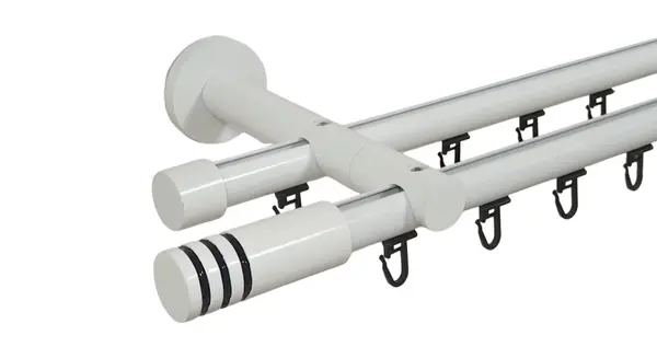 Galerie dubla modulo teava profil alb 19mm/19mm