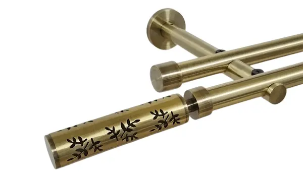 Galerie dubla picior universal fara inele prindere perete flora 19/19 mm aur antic