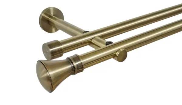 Galerie dubla picior universal fara inele prindere perete prince 19/19 mm aur antic