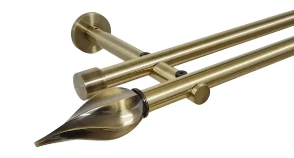 Galerie dubla picior universal fara inele prindere perete twister 19/19 mm aur antic