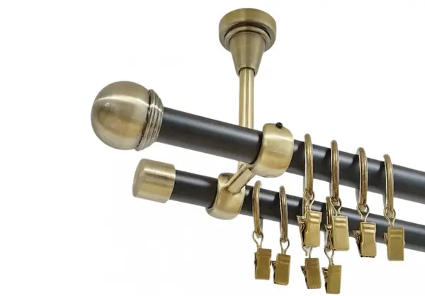 Galerie dubla todi max prindere tavan 19 mm negru aur antic
