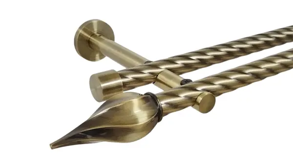 Galerie dubla twist picior universal fara inele prindere perete twister 19/19 mm aur antic