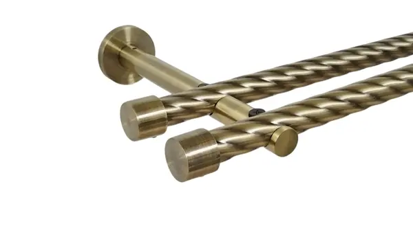 Galerie dubla twist picior universal fara inele prindere perete capacel 19/19 mm aur antic