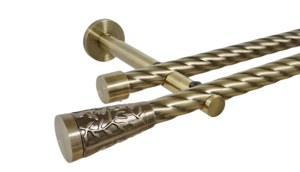 Galerie dubla twist picior universal fara inele prindere perete sevilla 19/19 mm aur antic
