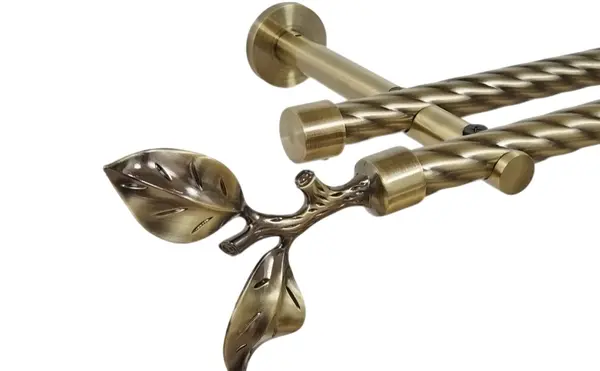 Galerie dubla twist picior universal fara inele prindere perete galaz 19/19 mm aur antic