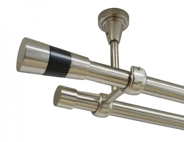 Galerie dubla valeo negru fara inele prindere tavan 19/19 mm inox