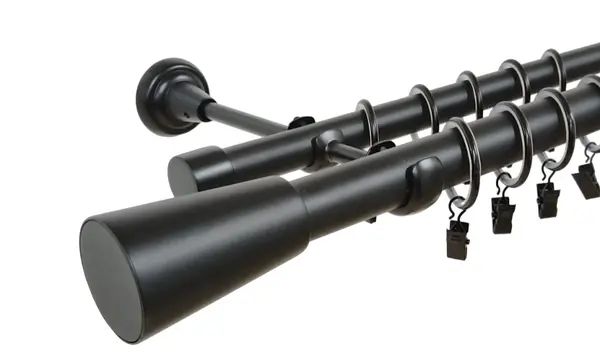 Galerie dubla walec basic negru 25/19mm