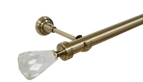 Galerie fără inele Crystal Cone 25 mm aur antic – țeavă normală, prindere perete