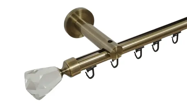 Galerie simpla 19 mm prindere perete teava profil crystal cone aur antic