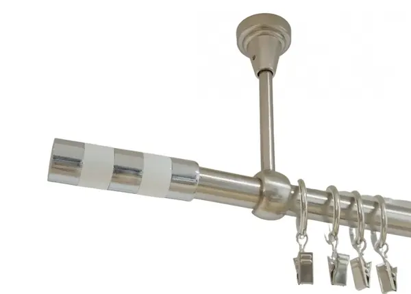 Galerie simpla prindere tavan cilindru alb 19 mm inox