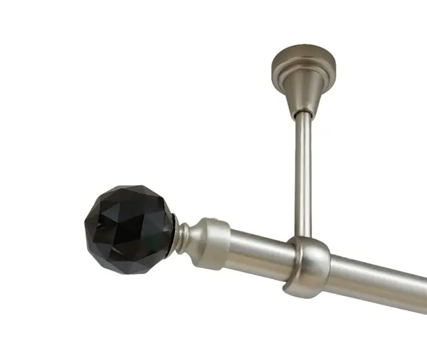 Galerie simpla prindere tavan fara inele kula crystal negru 19 mm crom mat