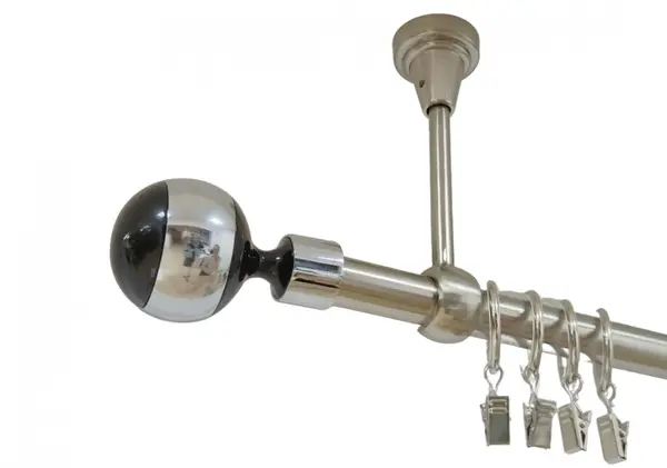Galerie simpla prindere tavan kula negru 19 mm inox
