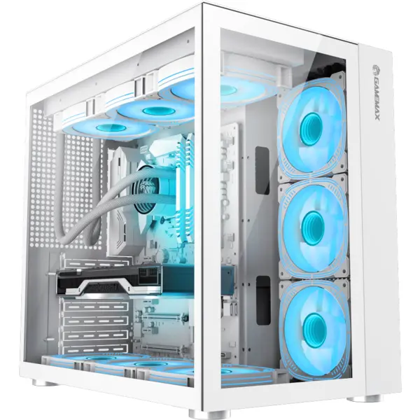 Gamemax Carcasa de gaming pentru PC GameMax Infinity WH, Mid Tower, cu panou lateral din sticla securizata, Alb