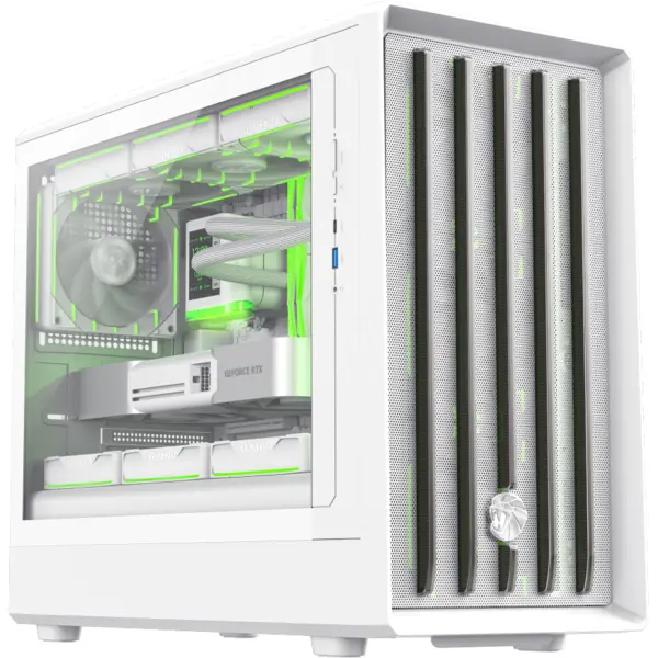 Gamemax Carcasa PC Gamemax CLAW 360 WH, M-ATX, ARGB, USB Type-C, Panou sticla temperata